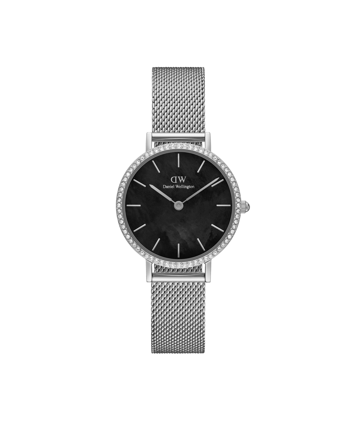 Daniel Wellington Petite 28 Bezel Mesh Black Mother of Pearl Silver Watch Watches Daniel Wellington 