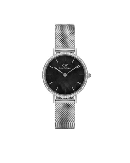 Daniel Wellington Petite 28 Bezel Mesh Black Mother of Pearl Silver Watch Watches Daniel Wellington 