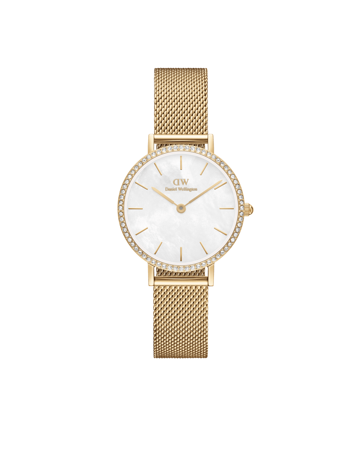 Daniel Wellington Petite 28 Bezel Mesh White Mother of Pearl Gold Watch Watches Daniel Wellington 