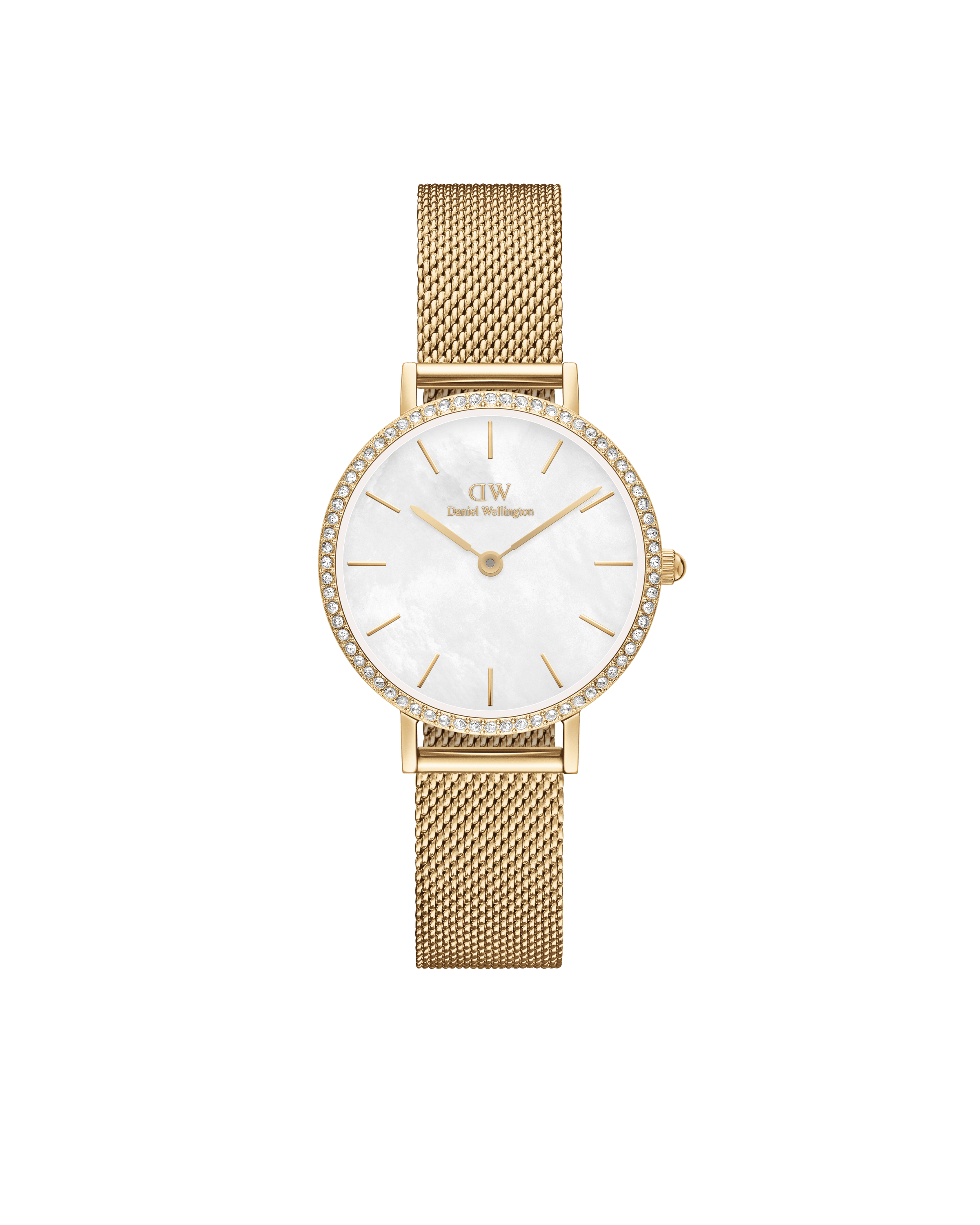 Daniel Wellington Petite 28 Bezel Mesh White Mother of Pearl Gold Watch Watches Daniel Wellington 