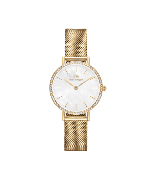 Daniel Wellington Petite 28 Bezel Mesh White Mother of Pearl Gold Watch Watches Daniel Wellington 