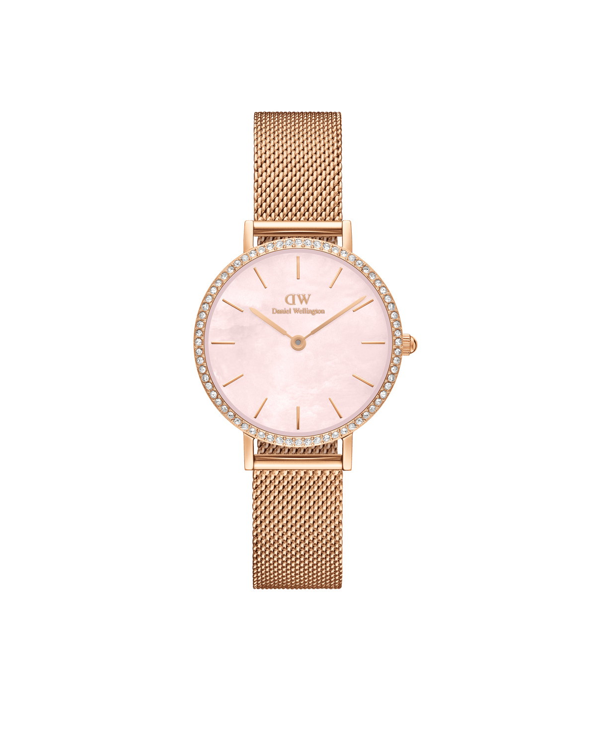 Daniel Wellington Petite 28 Bezel Mesh Pink Mother of Pearl Rose Gold Watch Watches Daniel Wellington 