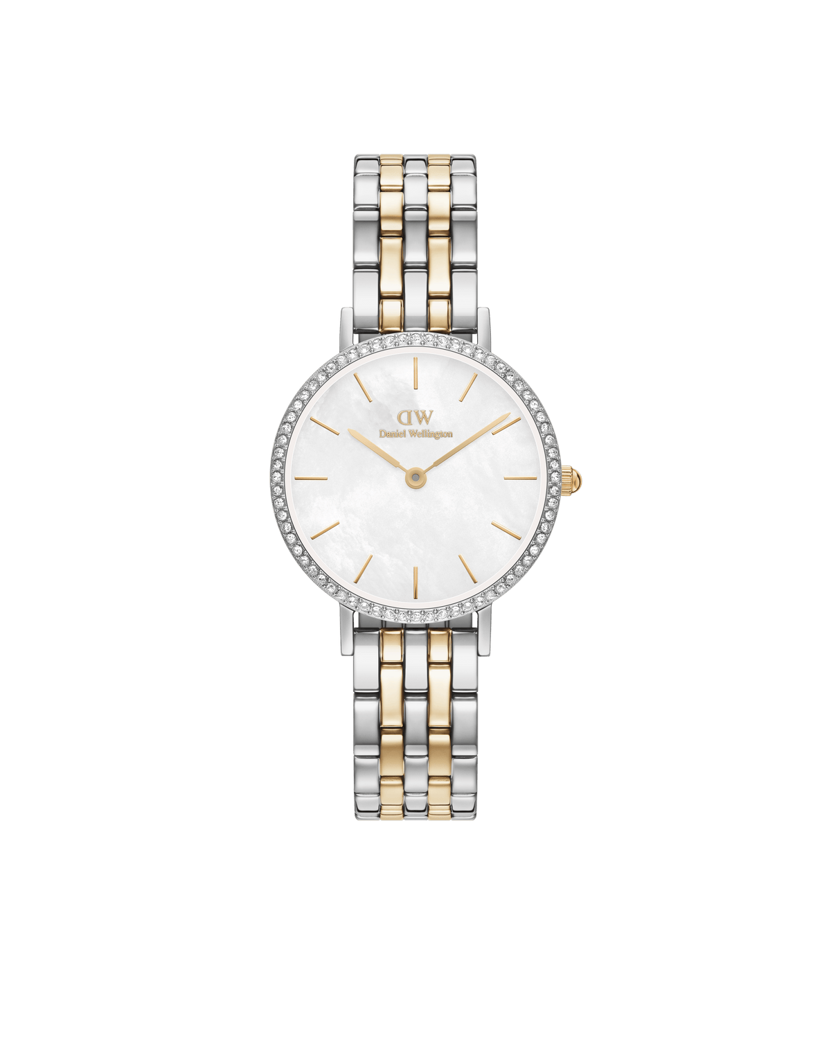 Daniel Wellington Petite 28 Bezel 5-Link White Mother of Pearl Two-Tone Gold & Silver Watch Watches Daniel Wellington 