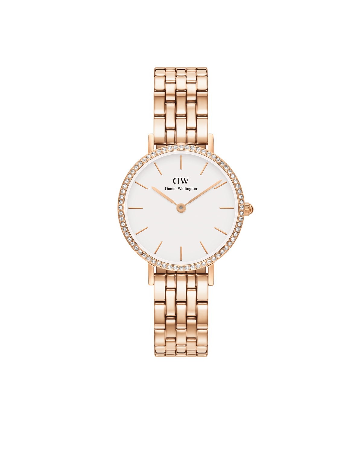 Daniel Wellington Petite 28 Bezel 5-Link White & Rose Gold Watch Watches Daniel Wellington 