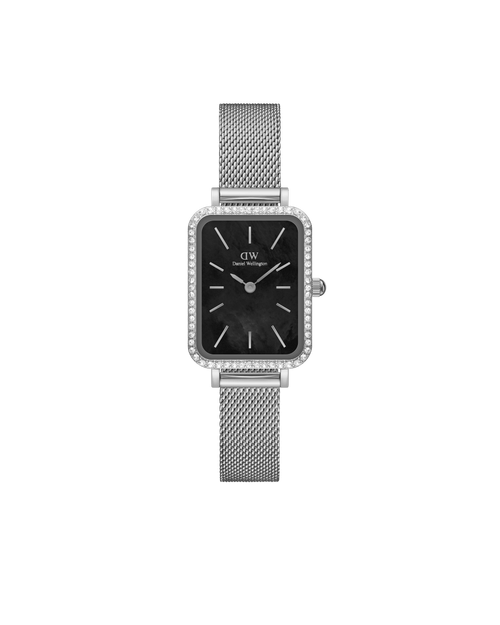 Daniel Wellington Quadro 20x26 Bezel Mesh Black Mother of Pearl Silver Watch Watches Daniel Wellington 