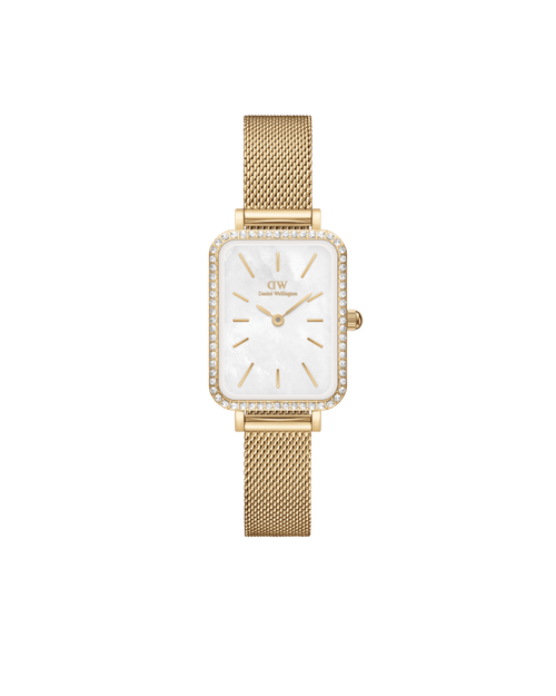 Daniel Wellington Quadro 20x26 Bezel Mesh White Mother of Pearl Gold Watch Watches Daniel Wellington 
