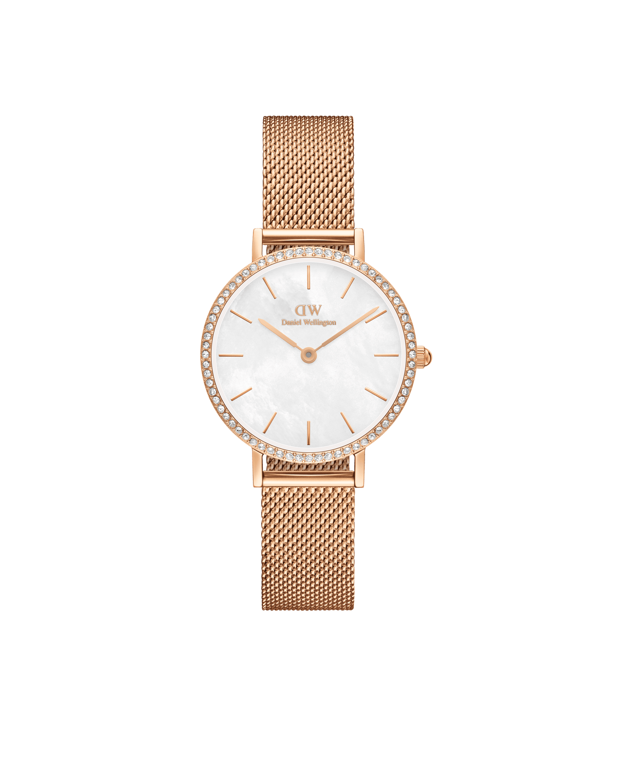 Daniel Wellington Petite 28 Bezel Mesh White Mother of Pearl Rose Gold Watch Watches Daniel Wellington 