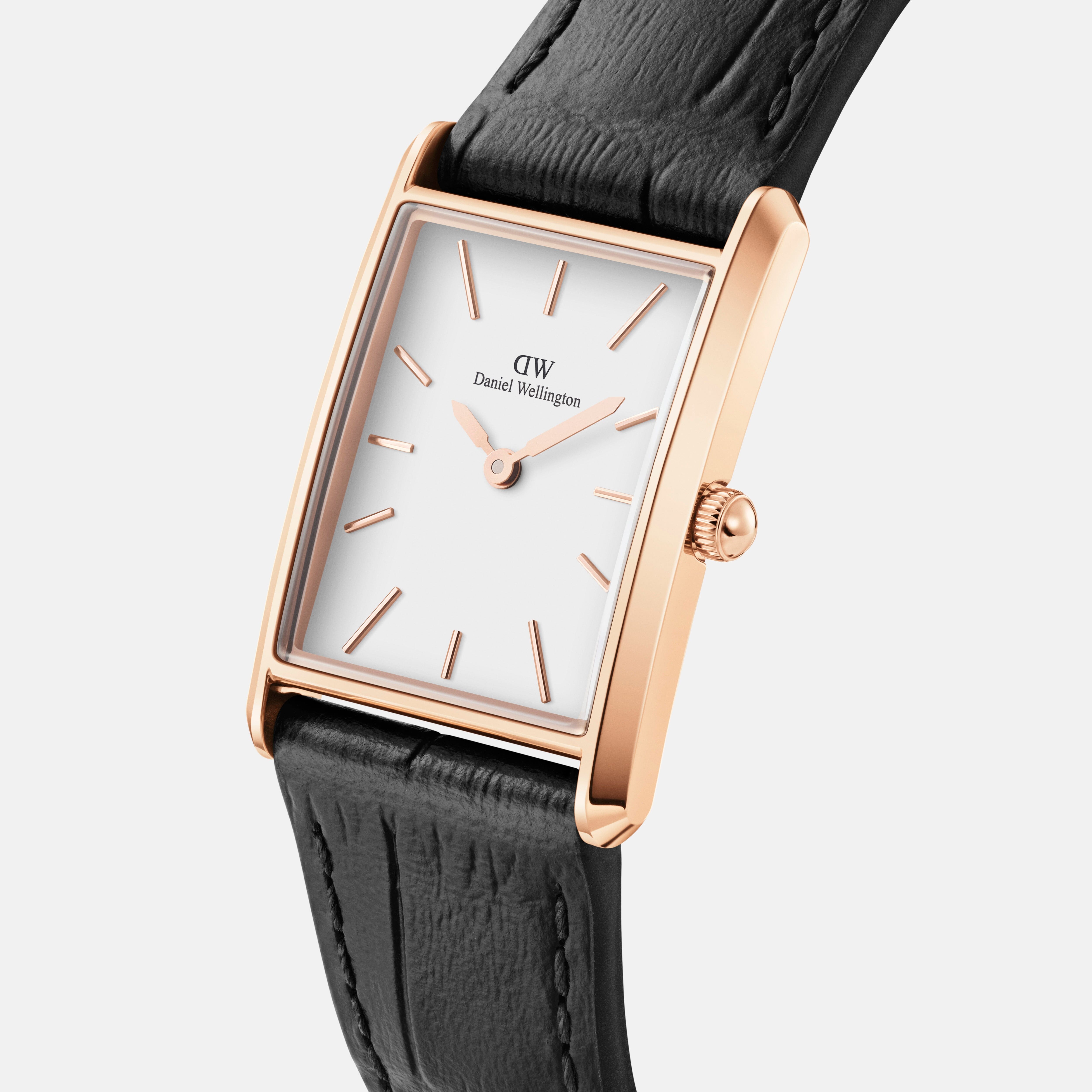 Dw watch black leather sale