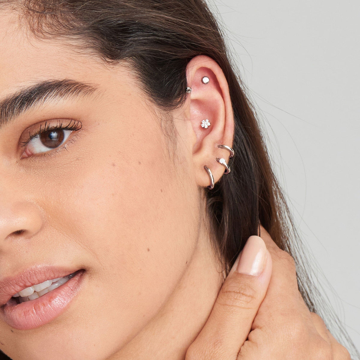 Ania Haie Silver Sparkle Flower Barbell Single Earring Earrings Ania Haie 
