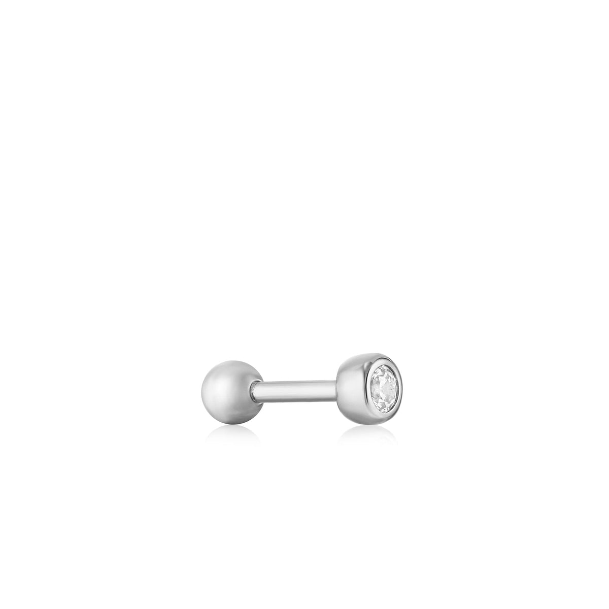 Ania Haie Silver Sparkle Bezel Barbell Single Earring Earrings Ania Haie 