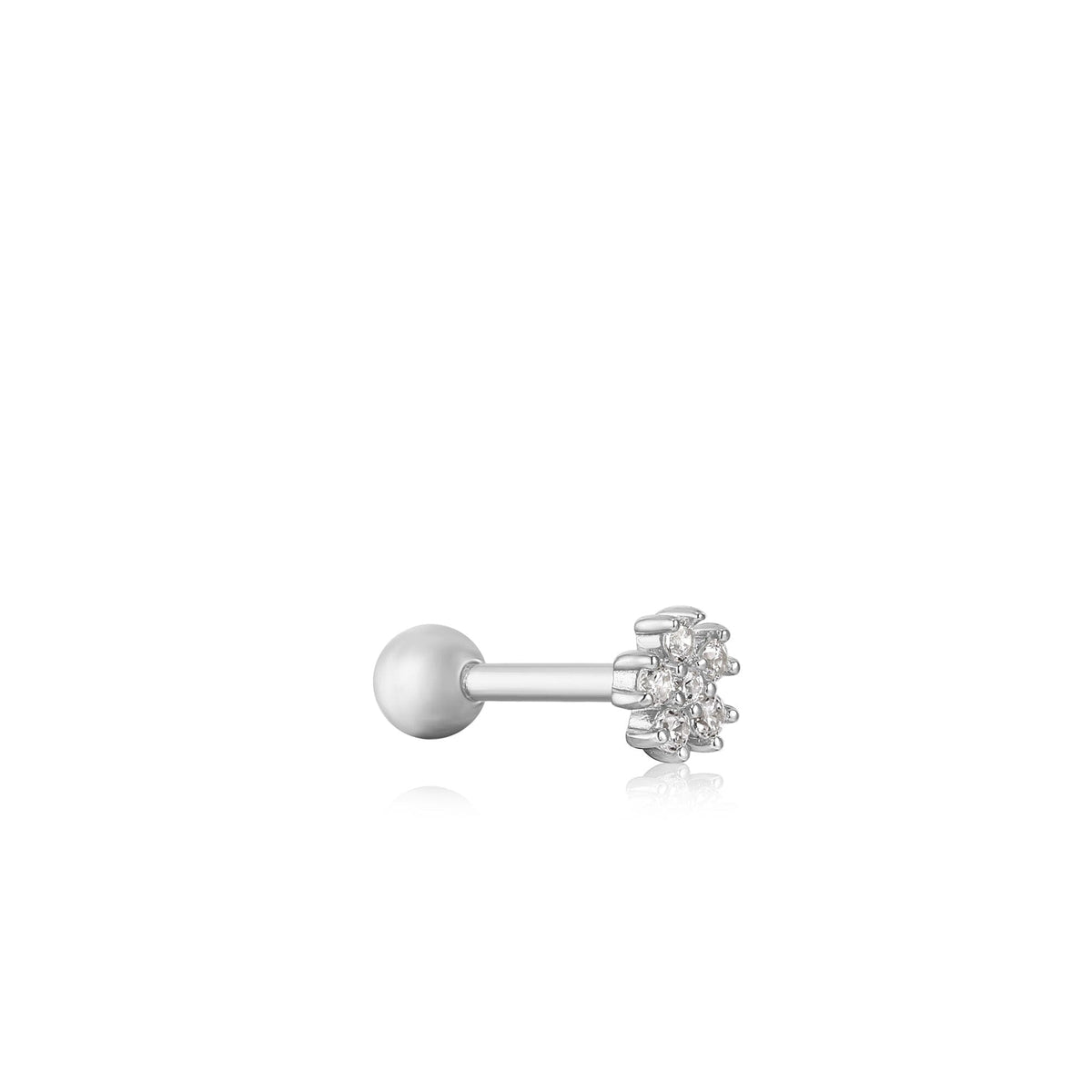 Ania Haie Silver Sparkle Flower Barbell Single Earring Earrings Ania Haie 