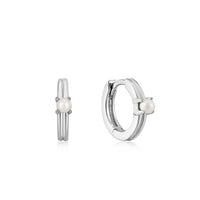 Ania Haie Silver Pearl Cabochon Huggie Hoop Earrings Earrings Ania Haie 