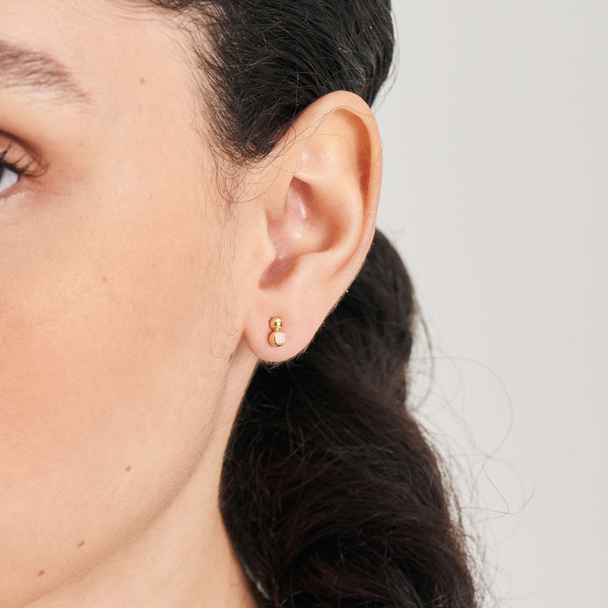 Ania Haie Gold Orb Rose Quartz Stud Earrings Earrings Ania Haie 