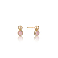 Ania Haie Gold Orb Rose Quartz Stud Earrings Earrings Ania Haie 