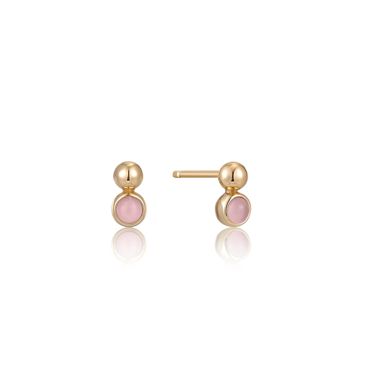Ania Haie Gold Orb Rose Quartz Stud Earrings Earrings Ania Haie 