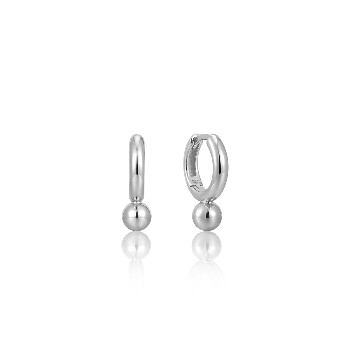 Ania Haie Silver Orb Drop Huggie Hoop Earrings Earrings Ania Haie 