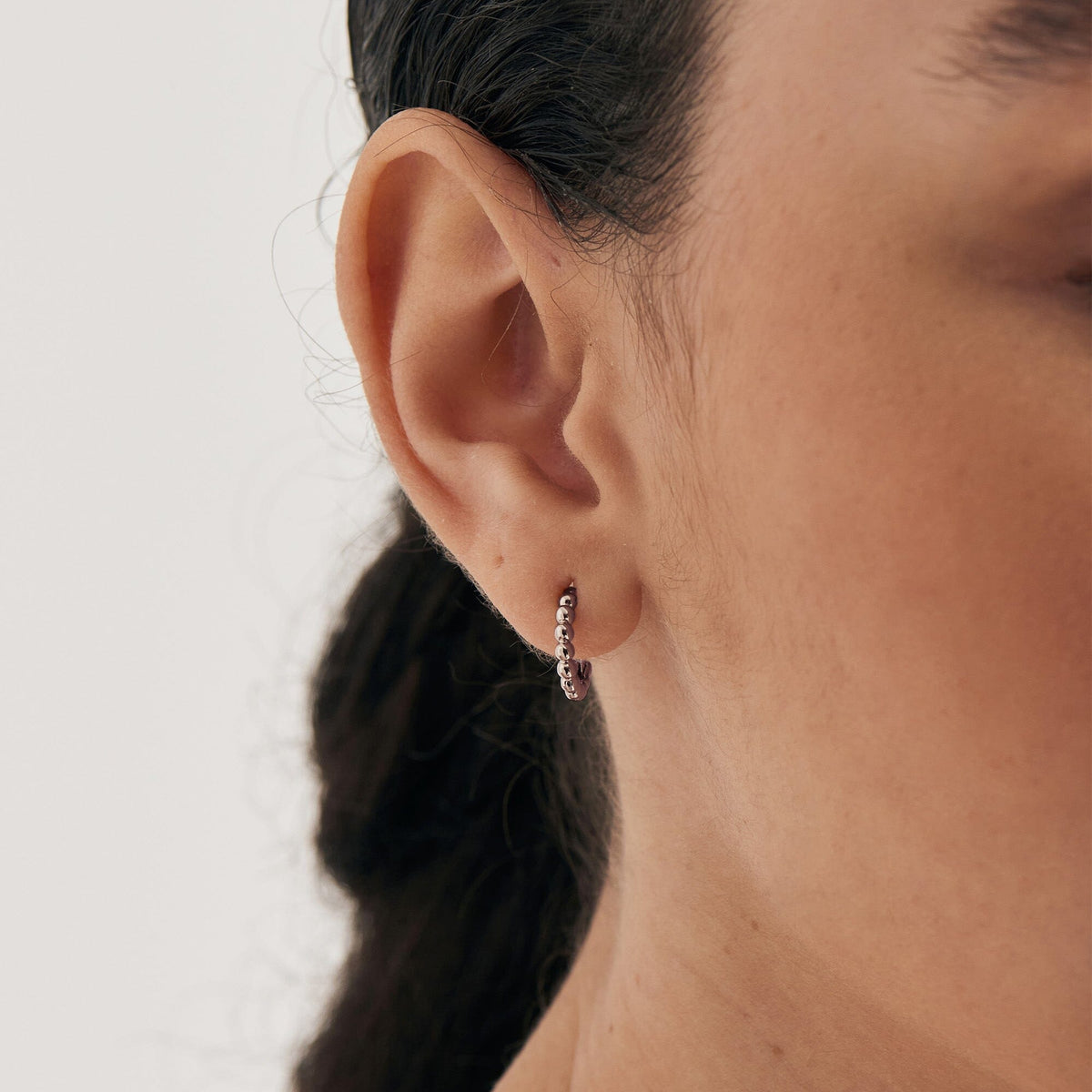 Ania Haie Silver Orb Huggie Hoop Earrings Earrings Ania Haie 