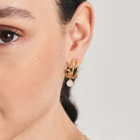 Ania Haie Gold Orb Rose Quartz Stud Mini Hoop Earrings Earrings Ania Haie 