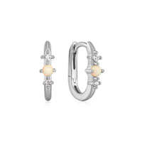 Silver Kyoto Opal Oval Huggie Hoop Earrings Earrings Ania Haie 