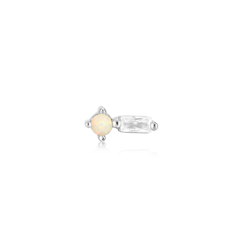 Silver Kyoto Opal Sparkle Barbell Single Earring Earrings Ania Haie 