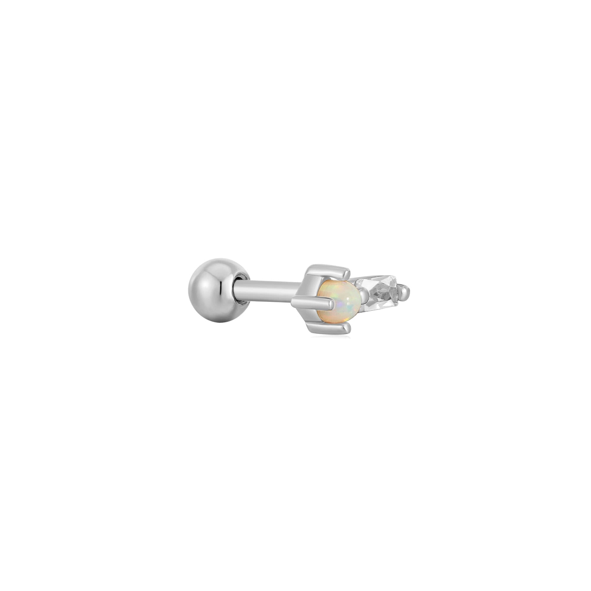 Silver Kyoto Opal Sparkle Barbell Single Earring Earrings Ania Haie 