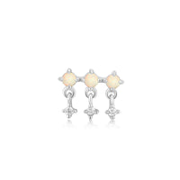 Silver Kyoto Opal Drop Sparkle Barbell Single Earring Earrings Ania Haie 