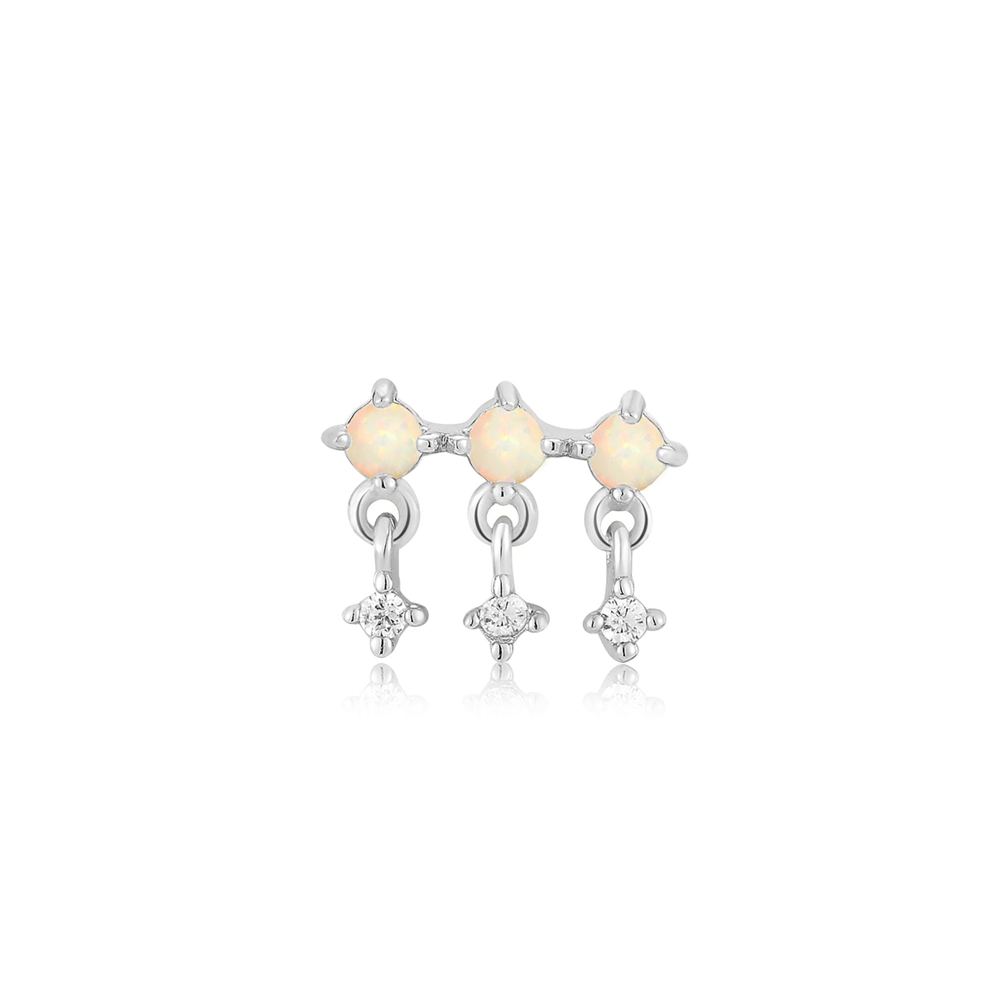 Silver Kyoto Opal Drop Sparkle Barbell Single Earring Earrings Ania Haie 