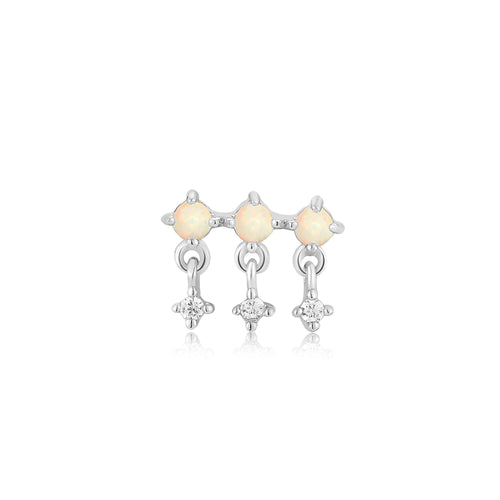 Silver Kyoto Opal Drop Sparkle Barbell Single Earring Earrings Ania Haie 