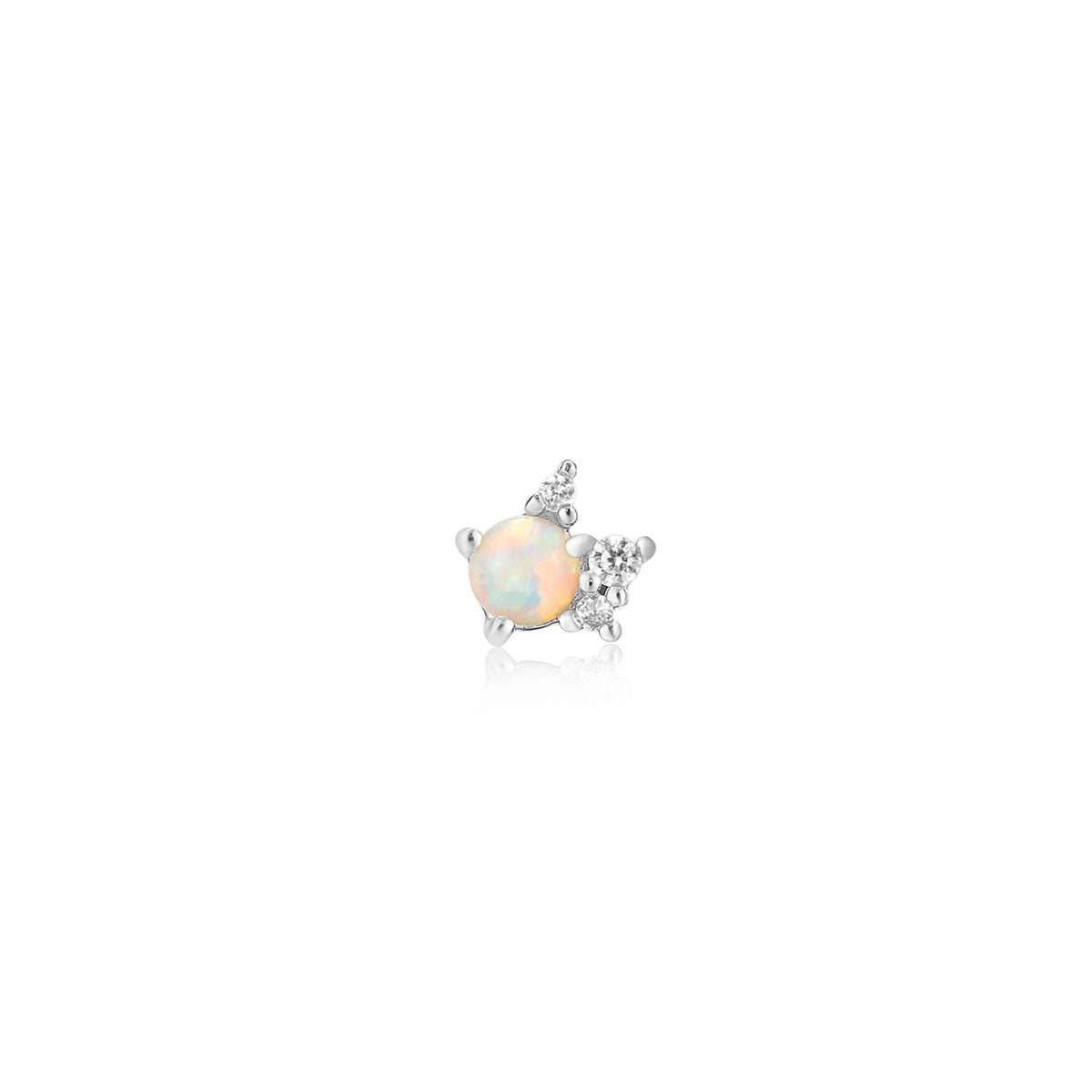 Silver Kyoto Opal Sparkle Crown Barbell Single Earring Earrings Ania Haie 
