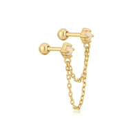 Gold Kyoto Opal Drop Chain Barbell Single Earring Earrings Ania Haie 