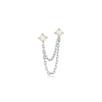 Silver Kyoto Opal Drop Chain Barbell Single Earring Earrings Ania Haie 