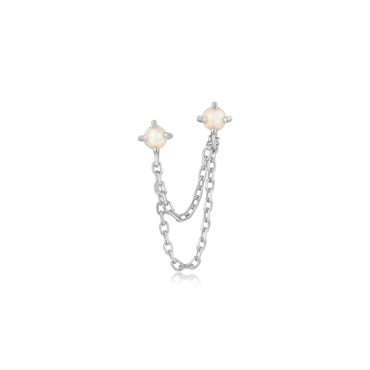 Silver Kyoto Opal Drop Chain Barbell Single Earring Earrings Ania Haie 
