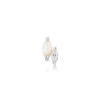 Silver Kyoto Opal and Sparkle Marquise Barbell Single Earring Earrings Ania Haie 