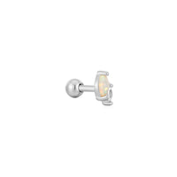 Silver Kyoto Opal and Sparkle Marquise Barbell Single Earring Earrings Ania Haie 