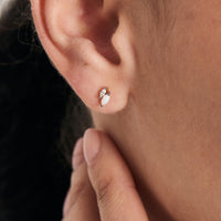 Silver Kyoto Opal and Sparkle Marquise Barbell Single Earring Earrings Ania Haie 