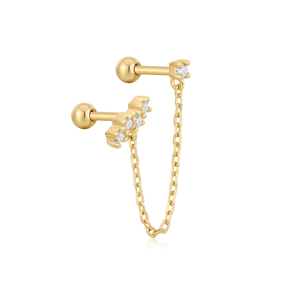 Gold Celestial Drop Chain Barbell Single Earring Earrings Ania Haie 