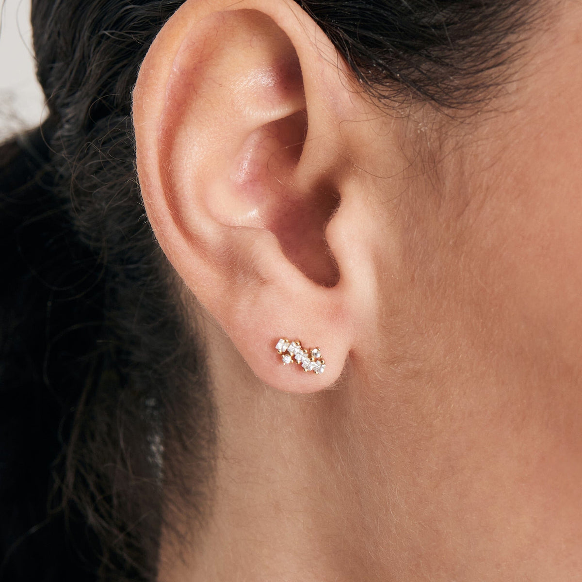 Gold Sparkle Cluster Climber Barbell Single Earring Earrings Ania Haie 