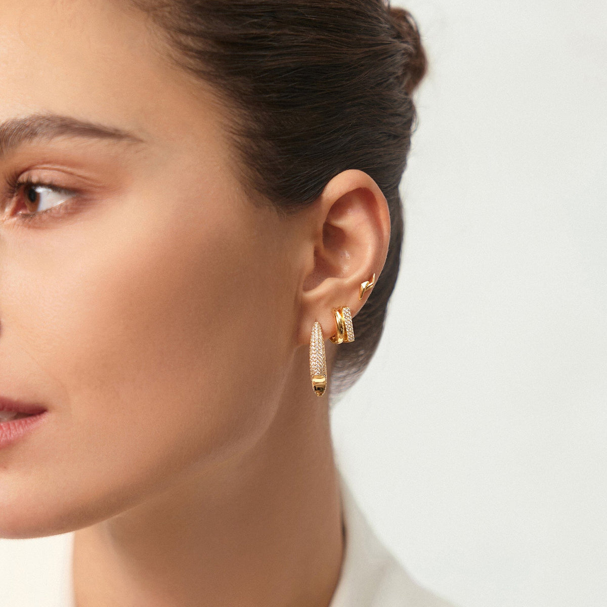 Ania Haie Gold Pave Double Huggie Hoop Earrings Earrings Ania Haie 