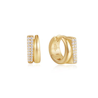 Ania Haie Gold Pave Double Huggie Hoop Earrings Earrings Ania Haie 