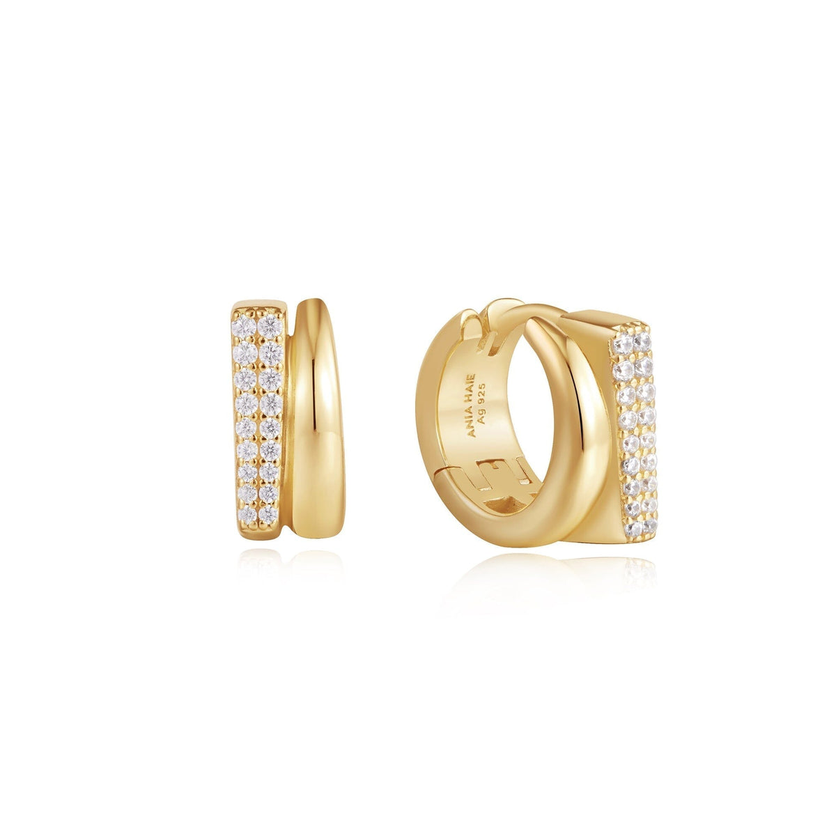 Ania Haie Gold Pave Double Huggie Hoop Earrings Earrings Ania Haie 