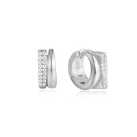 Ania Haie Silver Pave Double Huggie Hoop Earrings Earrings Ania Haie 