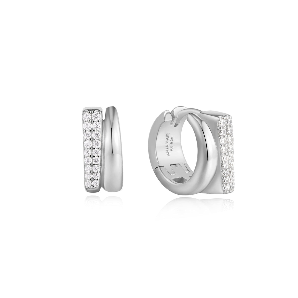 Ania Haie Silver Pave Double Huggie Hoop Earrings Earrings Ania Haie 