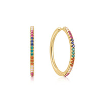Ania Haie Gold Rainbow Pave Hoop Earrings Earrings Ania Haie 