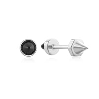 Ania Haie Silver Black Agate Point Barbell EarRingss Earrings Ania Haie 