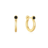 Ania Haie Gold Black Agate Huggie Hoop EarRingss Earrings Ania Haie 