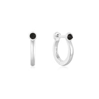 Ania Haie Silver Black Agate Huggie Hoop EarRingss Earrings Ania Haie 