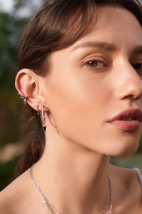 Ania Haie Silver Black Agate Huggie Hoop EarRingss Earrings Ania Haie 