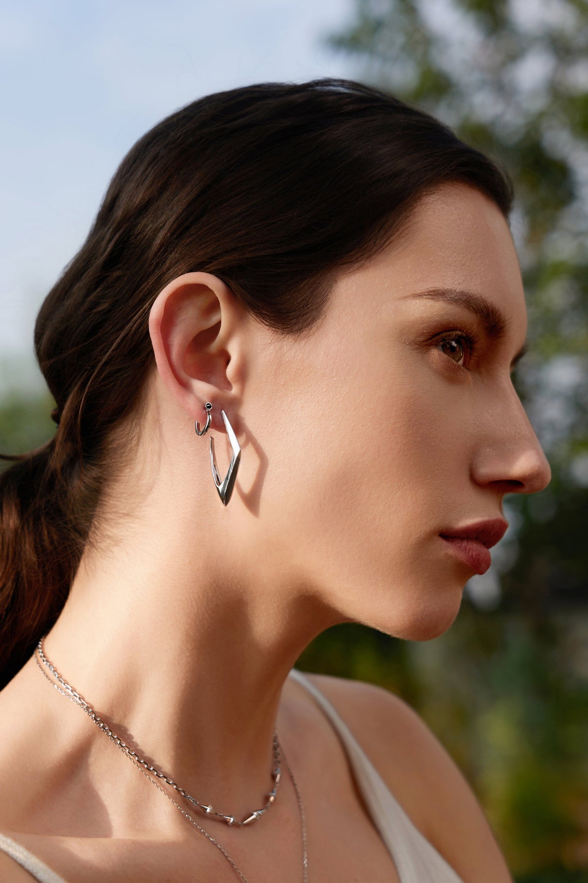 Ania Haie Silver Black Agate Huggie Hoop EarRingss Earrings Ania Haie 