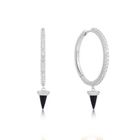 Ania Haie Silver Black Agate Drop Hoop EarRingss Earrings Ania Haie 