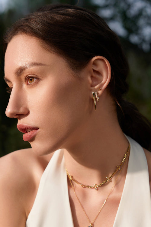 Ania Haie Gold Black Agate Point Barbell EarRingss Earrings Ania Haie 